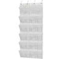 Simple Houseware 24 Pockets Large clear Pockets Over The Door Hanging Shoe Organizer, White (56 x 22.5)