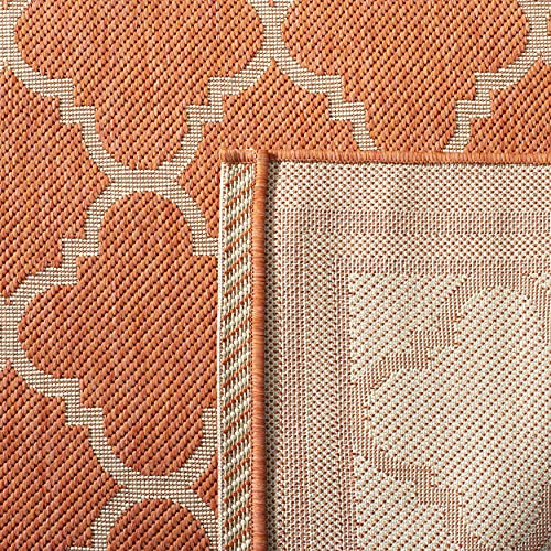 Safavieh Courtyard Collection 8' X 10' Terracotta / Bone Cy6918 Trellis Indoor/ Outdoor Waterproof Easy-Cleaning Patio Backyard Mudroom Area-Rug