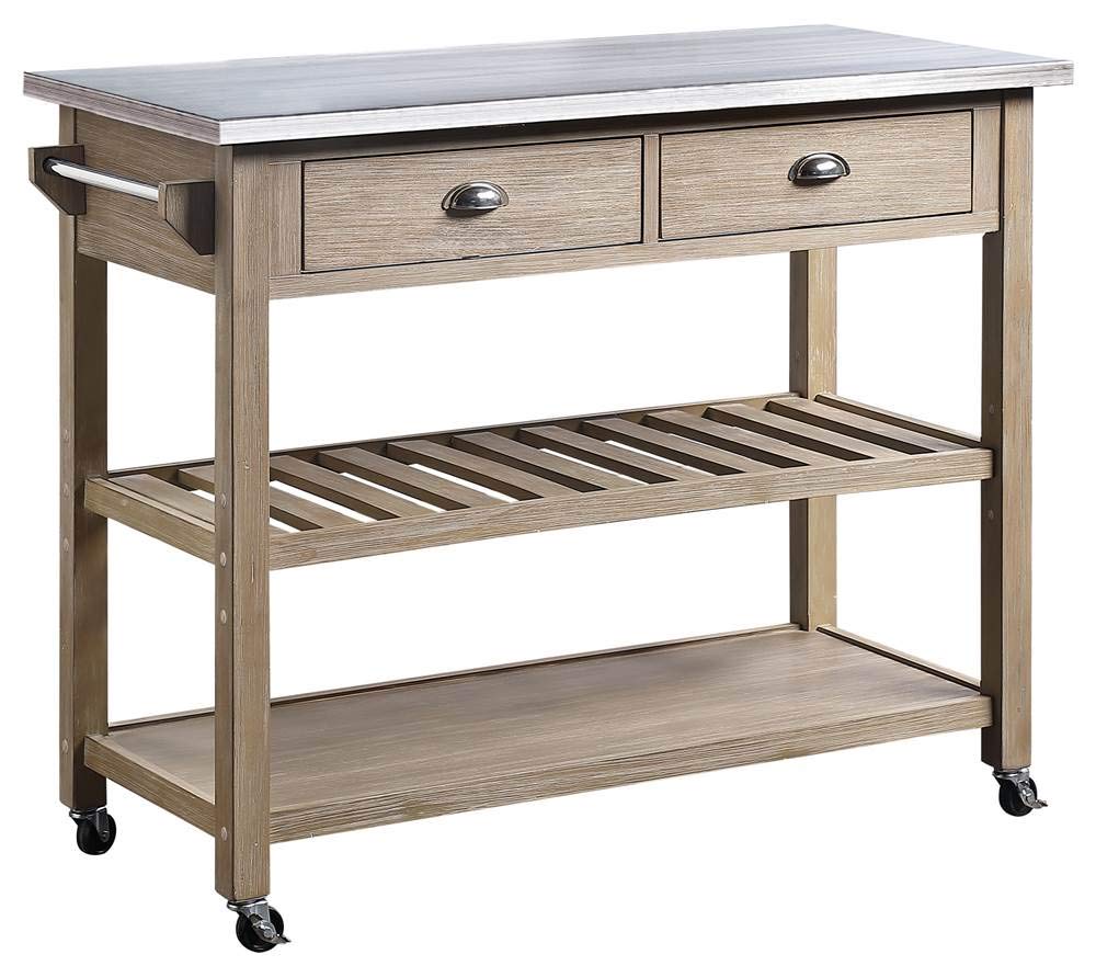 4D Concepts Alex Kitchen Cart, Acacia And Metal