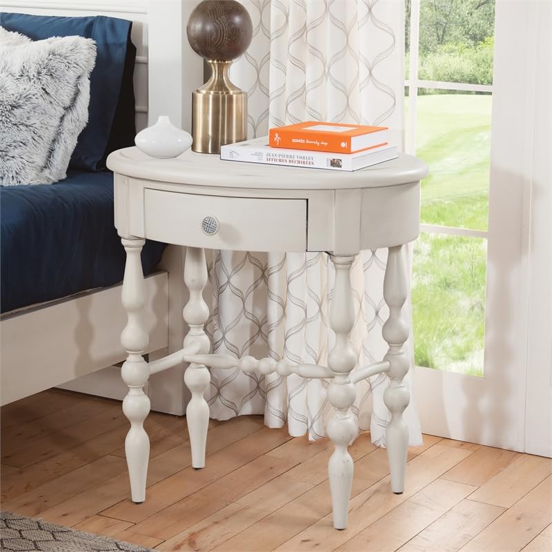 American Woodcrafters Rodanthe Dove White Wood Oval Accent Table