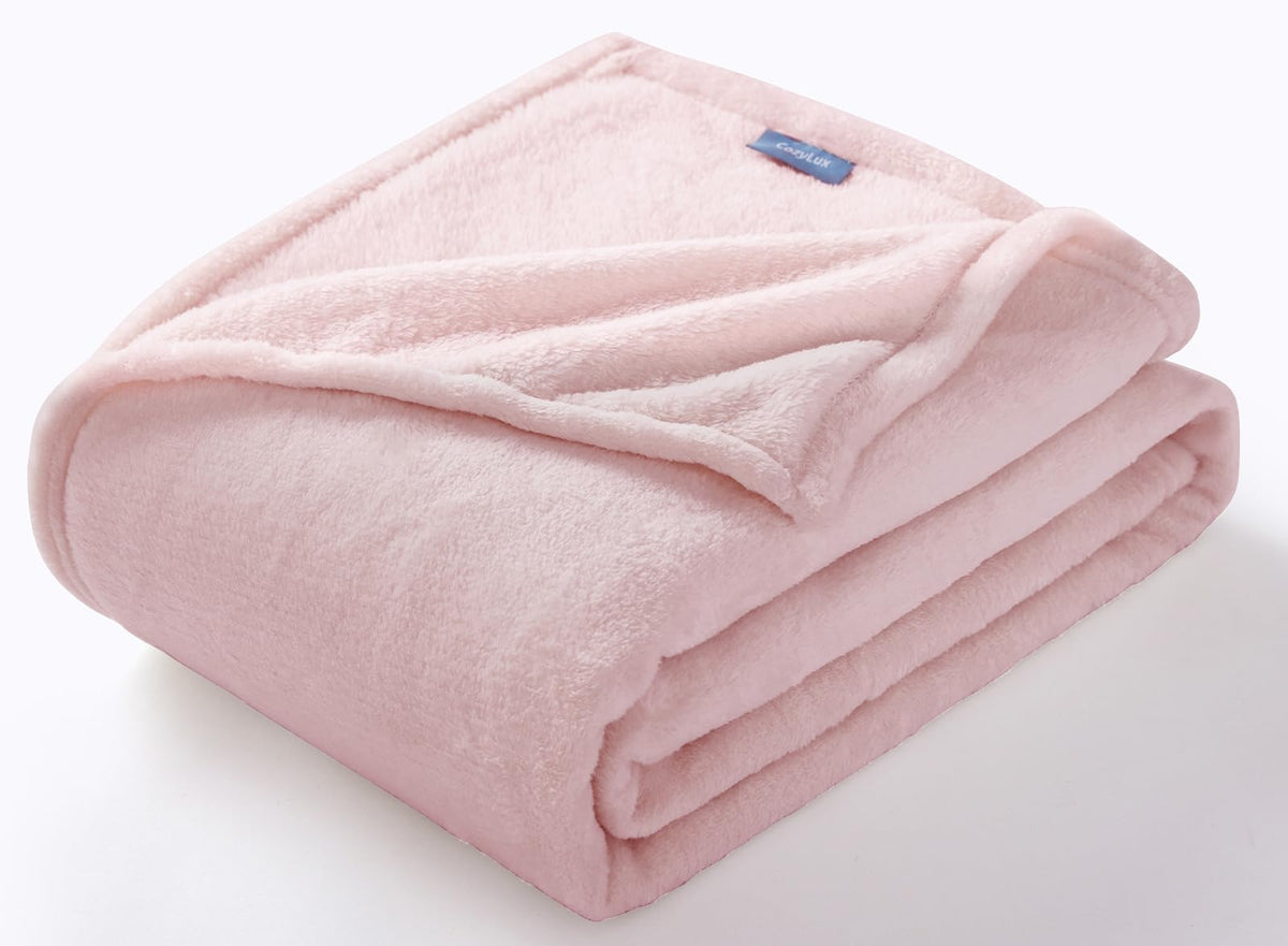 Cozylux Fleece Throw Blanket For Couch Pink- 300Gsm Soft Lightweight Cozy Plush Fuzzy Microfiber Flannel Blankets For Travel Camping Chair And Sofa, 50X60 Inches