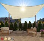 Gorilla Grip Heavy Duty Sun Shade, Uv Protection Fade Tear And Rust Resistant Rectangle Sunshade Canopy, Curved Edges Blocks Sunlight, Breathable Sail, Outdoor Patio, Lawn Garden 10X13 Ft Butter Cream