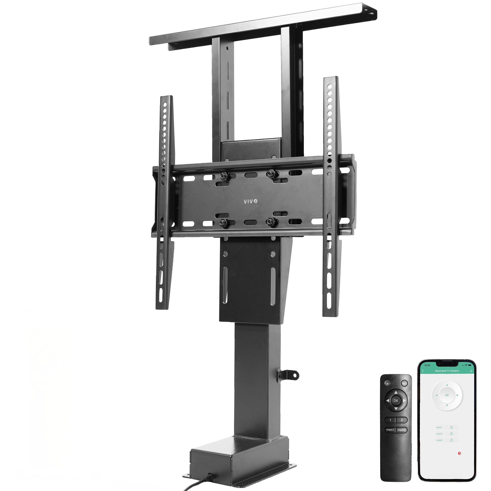 VIVO Motorized TV Stand for 32 to 55 inch Screens, Vertical Lift Television Stand with Remote Control and Tuya Smart App Compati