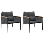 Vidaxl Patio Chairs With Cushions 2 Pcs Black Steel
