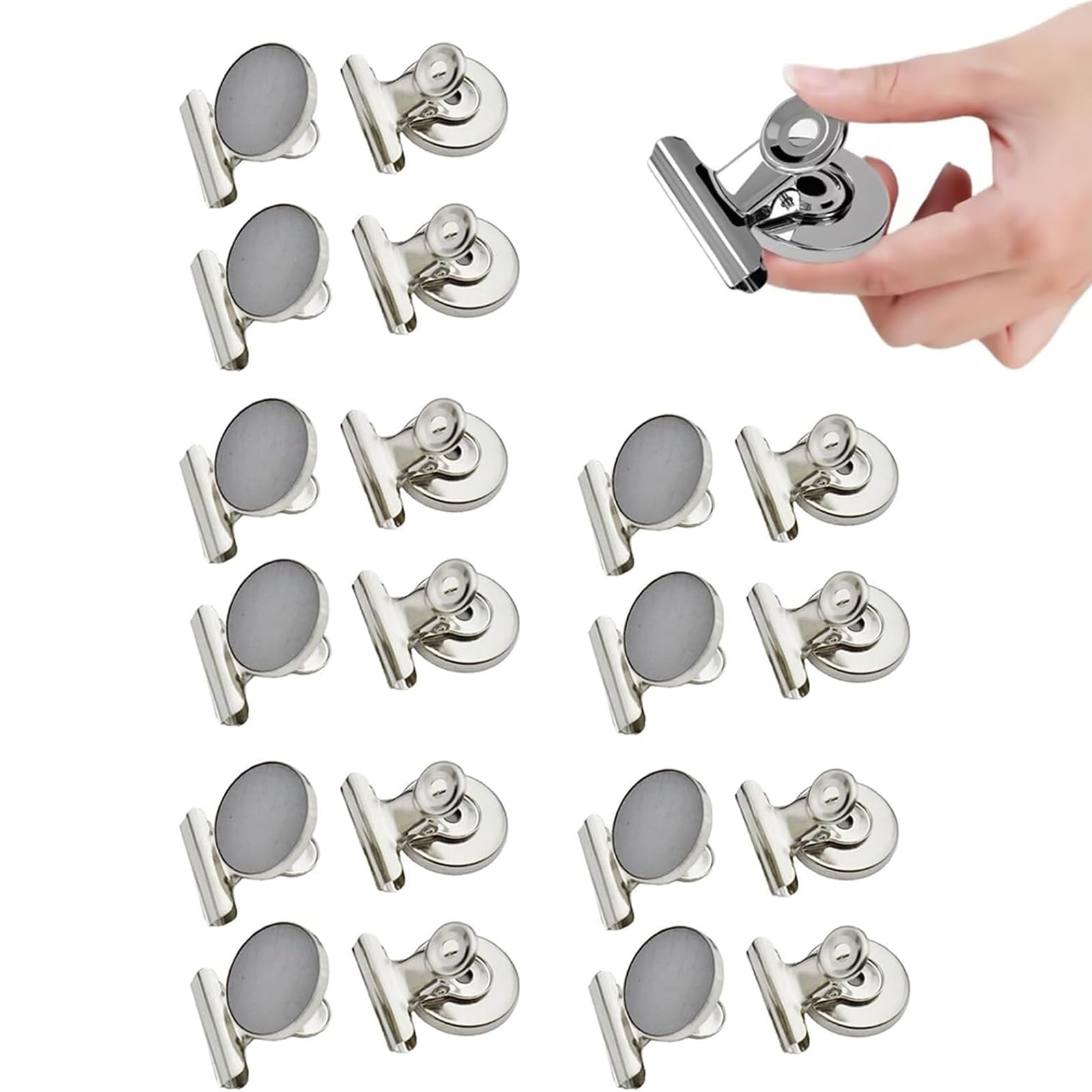 Strong Magnetic Clips, 20 Pack, 1-1/4 Inch, 31 Mm, Sliver, Heavy Duty Refrigerator Magnet Clips, Medium Clip Magnets, Office Sup