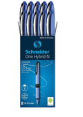 Schneider One Hybrid N Rollerball Pen, 0.5 Mm Hybrid Needle Tip, Light Blue Barrel, Blue Ink, Box Of 10 Pens (183503)