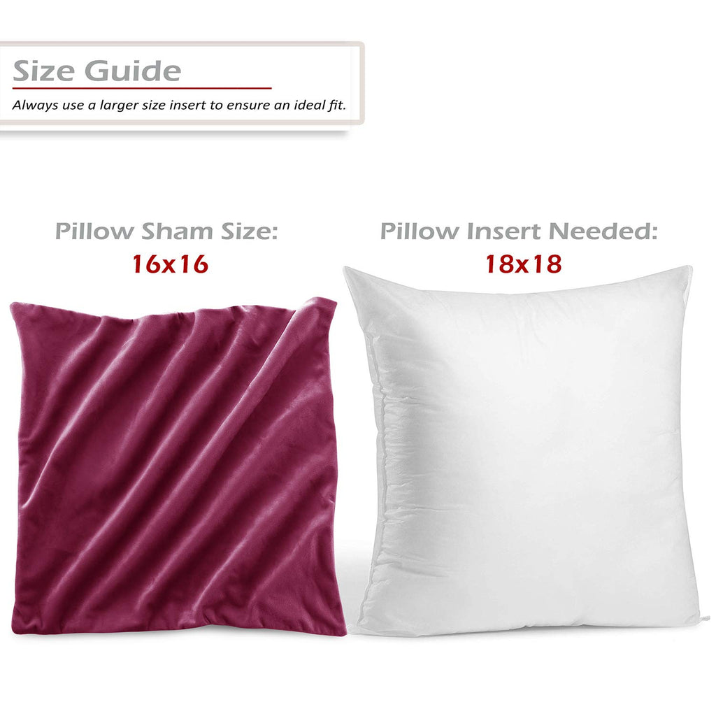 Nestl Throw Pillow Covers, Cozy Velvet Decorative Outdoor Pillow Covers 16X16 Inches, Soft Solid Cushion Covers For Sofa, Bed And Car, Set Of 4 - Magenta