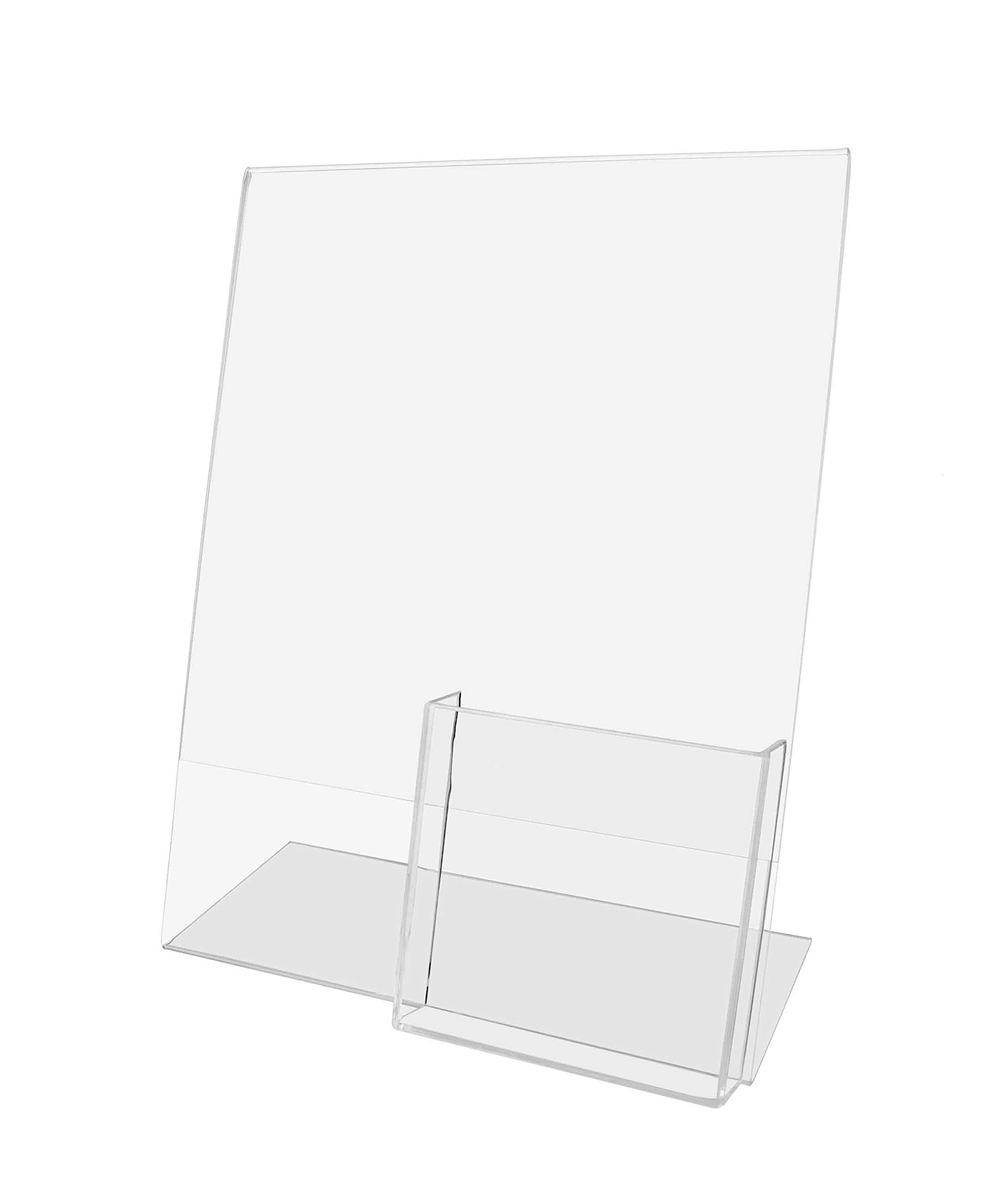 Marketing Holders 10 Pack Sign Holder 8.5 X 11 Inch With 4 Inch Wide Trifold Pocket Countertop Side Loading Clear Acrylic Space
