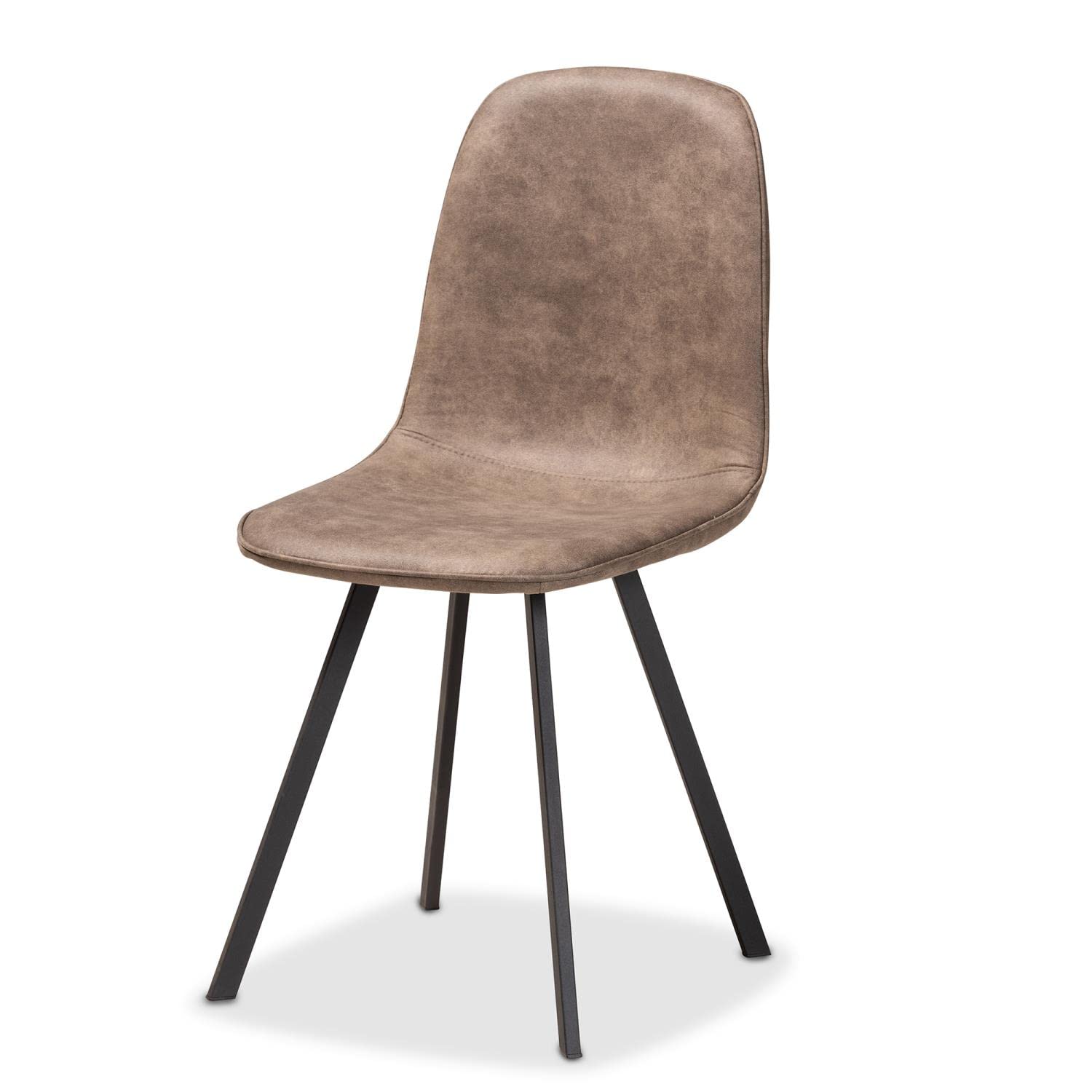 Baxton Studio Filicia Modern Transitional Grey Faux Leather Effect Fabric Upholstered and Black Metal 5-Piece Dining Set