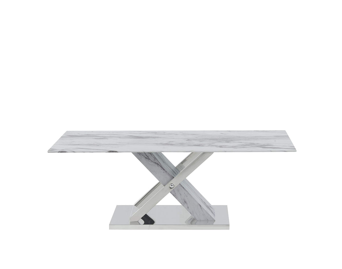 HomeRoots Elegant Marble Glass Top Coffee Table