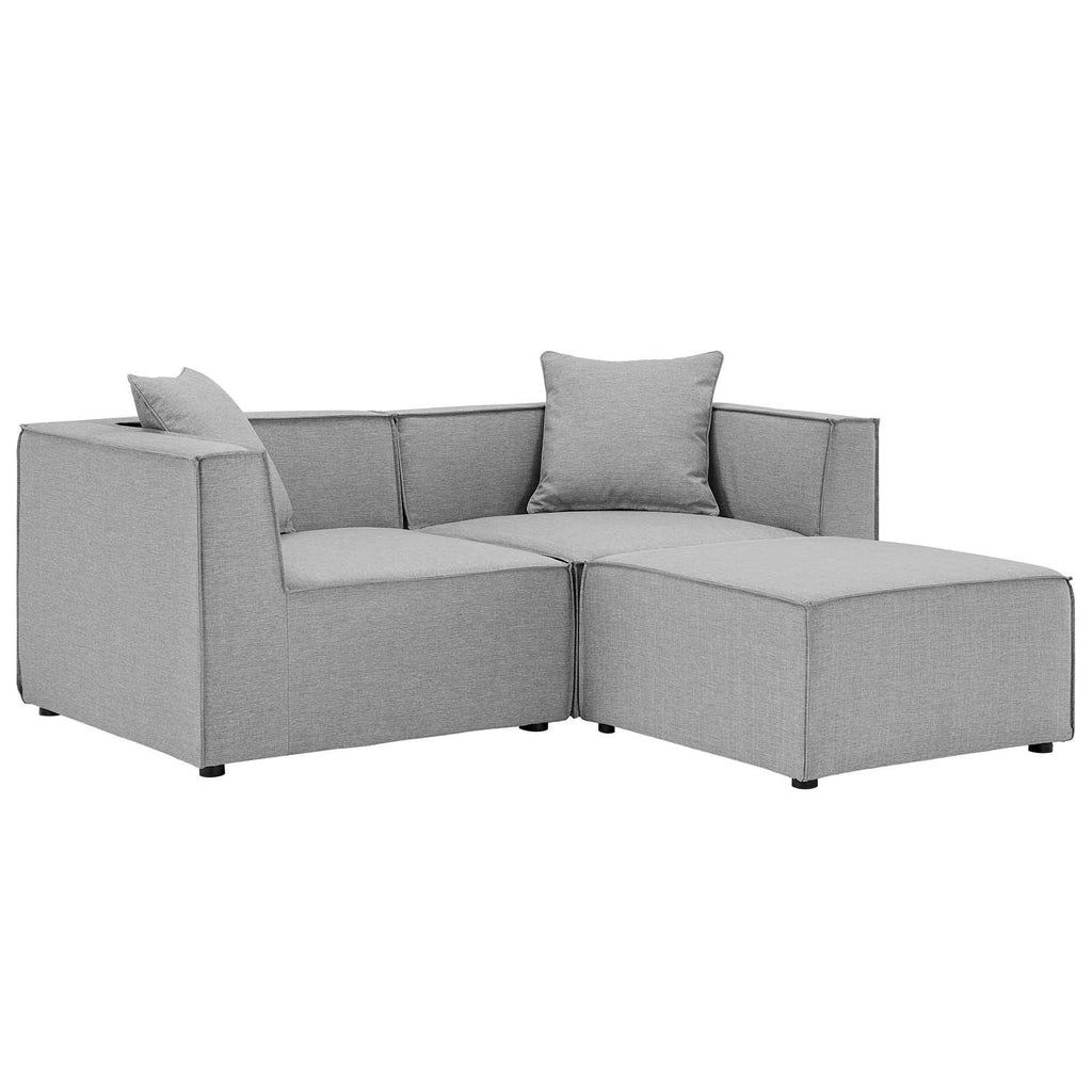 Modway Eei-4378-Gry Saybrook Patio Upholstered Loveseat And Ottoman Set In Gray,64 X 69 X 25.5