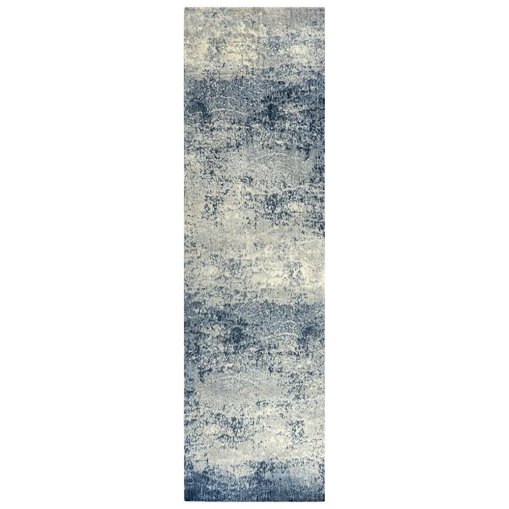 Rizzy Home Alora Decor Radiant 2'6" X 10' Abstract Blue/Ivory/Gray Hybrid Area Rug