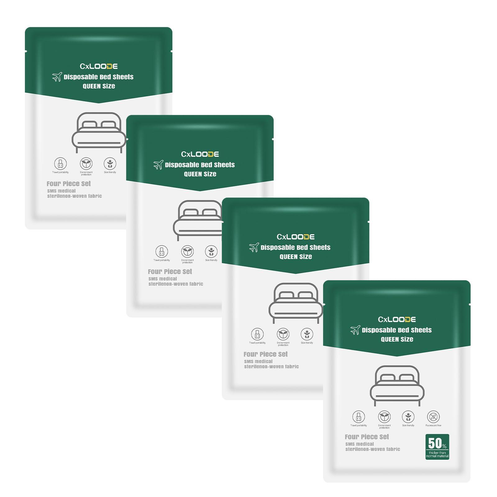 4 Pack Disposable Bed Sheet For Travel, Queen Size Disposable Sheet With Quilt Cover And Pillowcase, Disposable Bedding Sheet Di