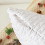 Kevin Textile Set Of 2 Decorative Pillow Cover Solid Striped Corduroy Plush Velvet Cushion Cover For Couch Machine Washable Pillowcase, 50Cm, 20 X 20 Inch, Pure White