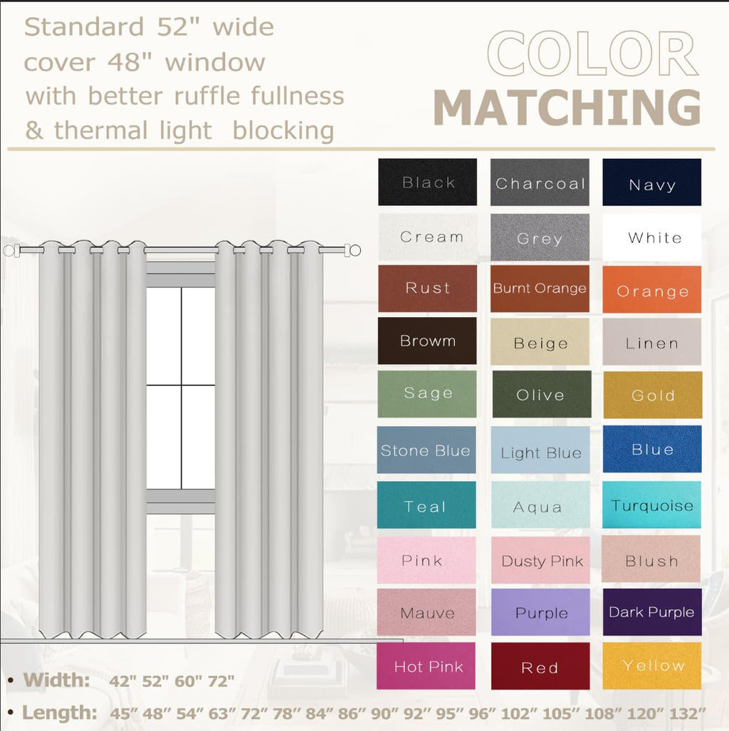 Koufall 108 Inch Curtains Long,Blackout Grommet Large Window Tall Curtains For Living Room,2 Panels Set