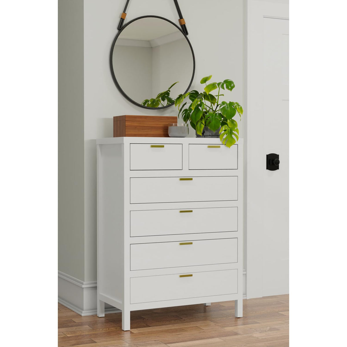 Alpine Furniture, White Carmel 6 Drawer Chest