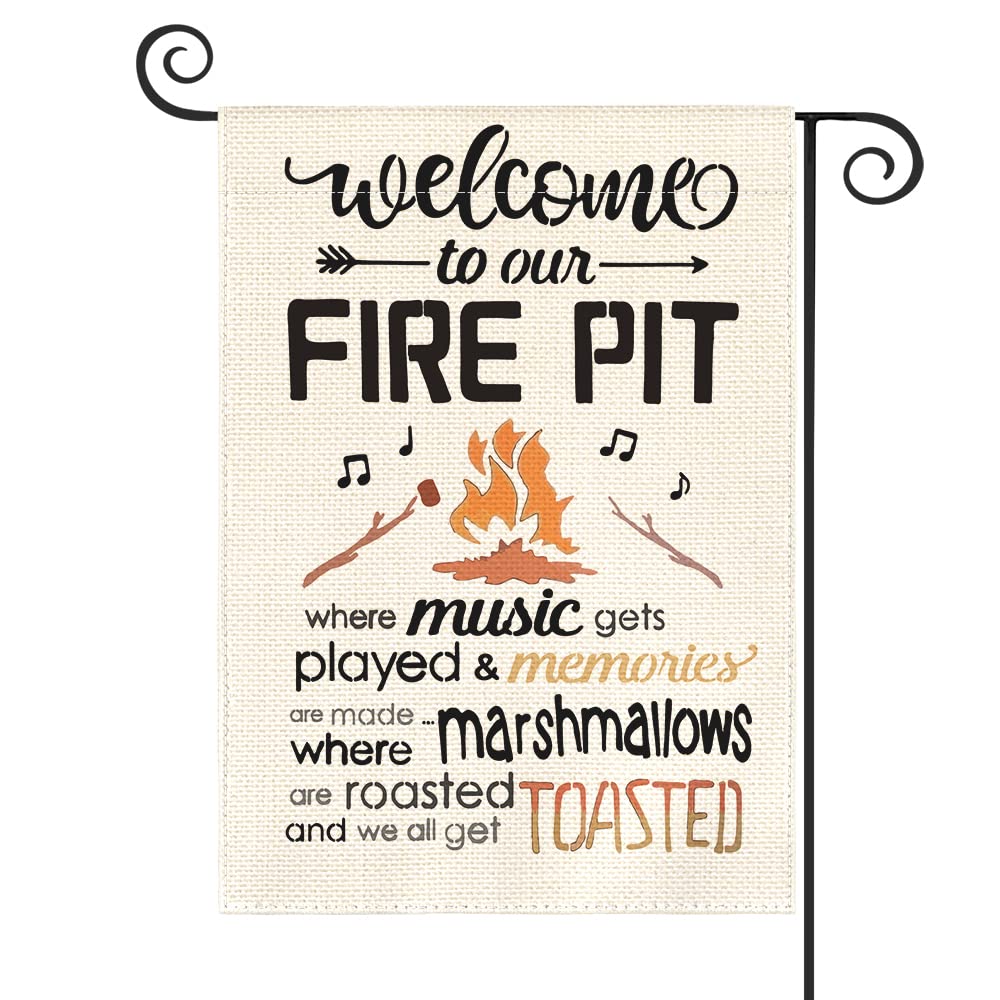 Avoin Colorlife Welcome To Our Fire Pit Camping Garden Flag 12X18 Inch Double Sided Outside, Rv Campsite Campfire Holiday Yard O