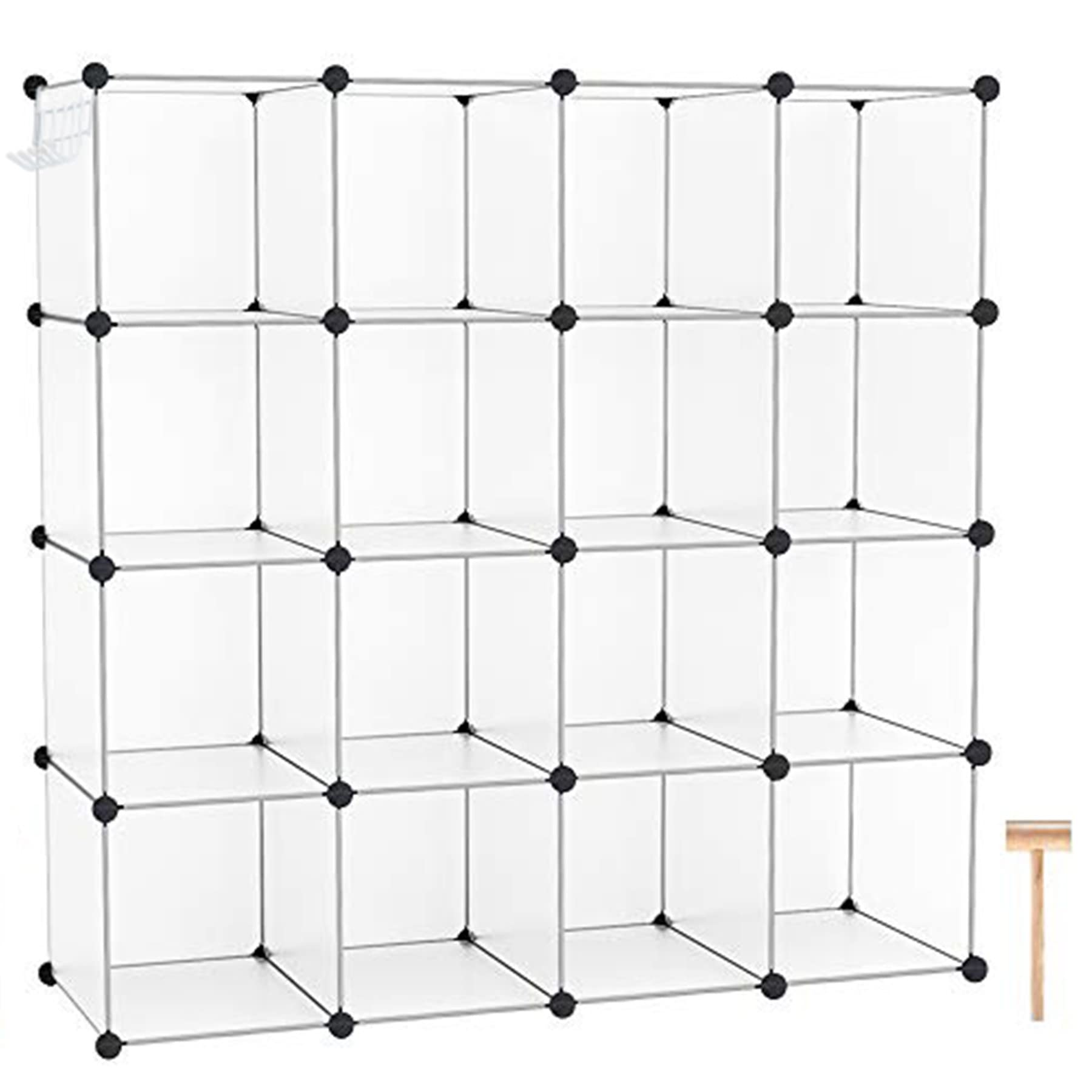C&Ahome Cube Storage Organizer, 16-Cube Shelves Units, Plastic Storage Cubes, Diy Closet Organizer, Modular Closet Storage Shelves Ideal For Home, 48.4' L × 12.4' W × 48.4' H Transparent Sum3016W