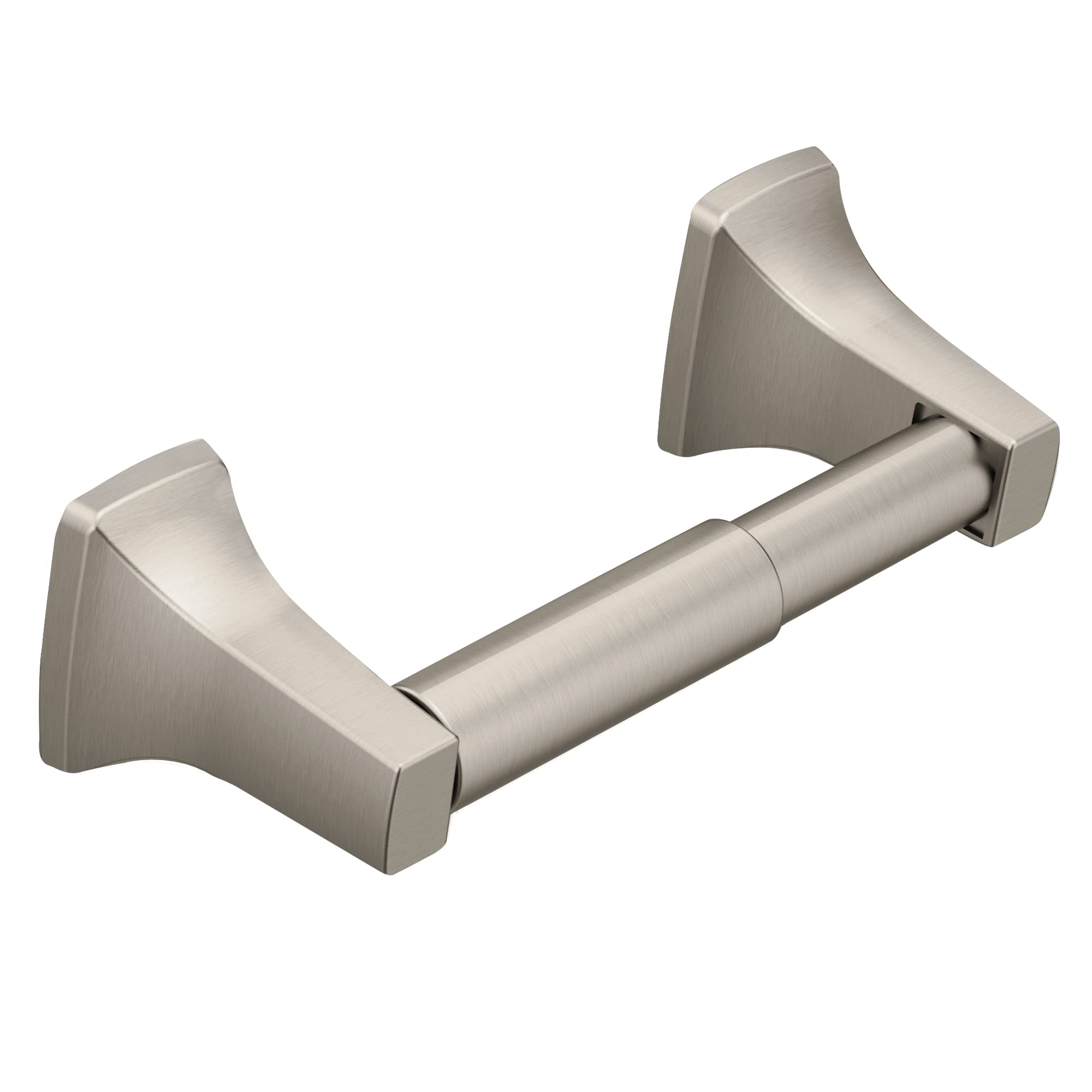 Moen Contemporary Brushed Nickel Toilet Paper Holder, Modern Wall Mounted Toilet Roll Holder, P5050BN ( Packaging may state Donn