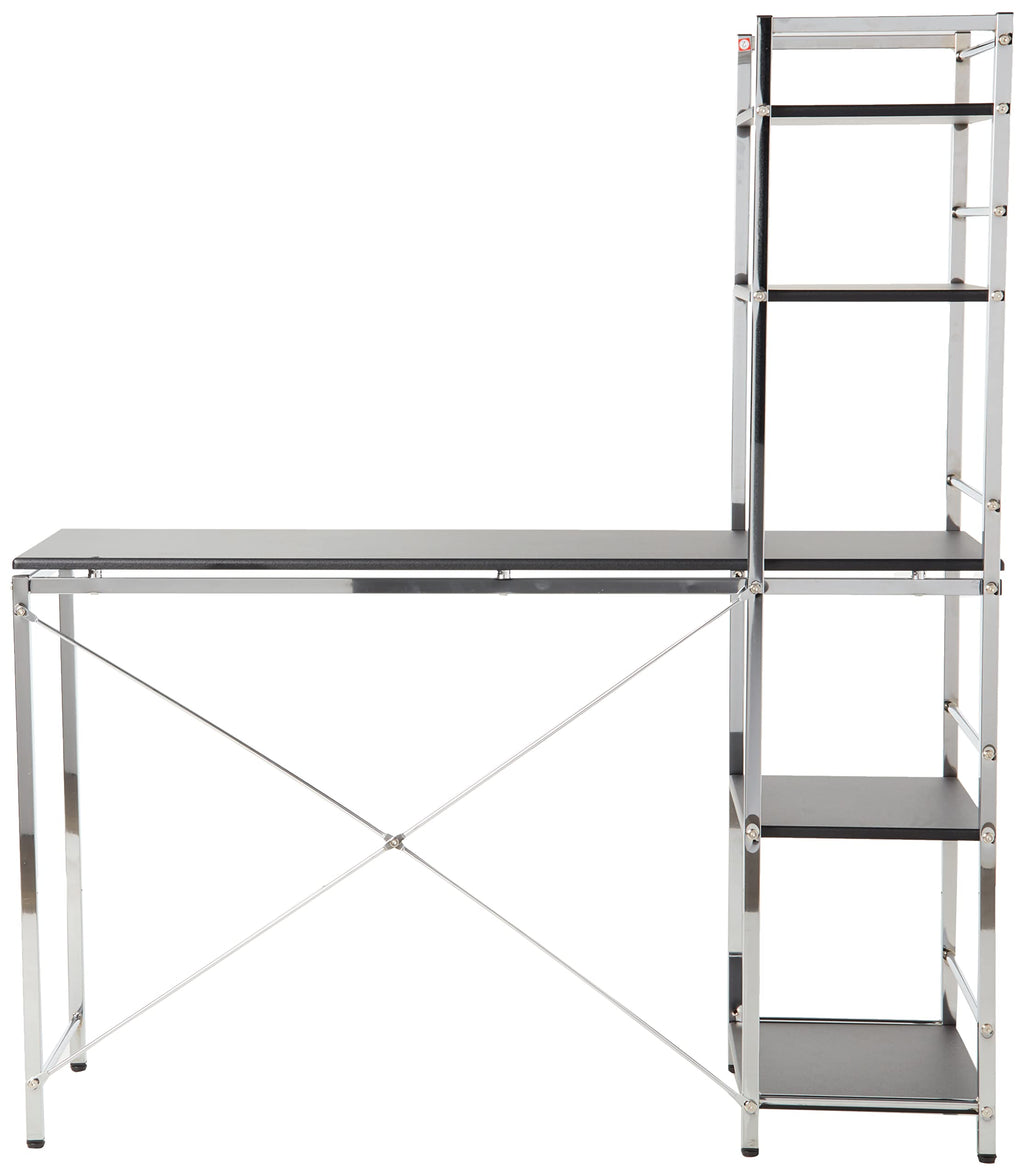 Acme Elvis Wooden Computer Desk With Shelves In Black And Chrome