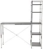 Acme Elvis Wooden Computer Desk With Shelves In Black And Chrome