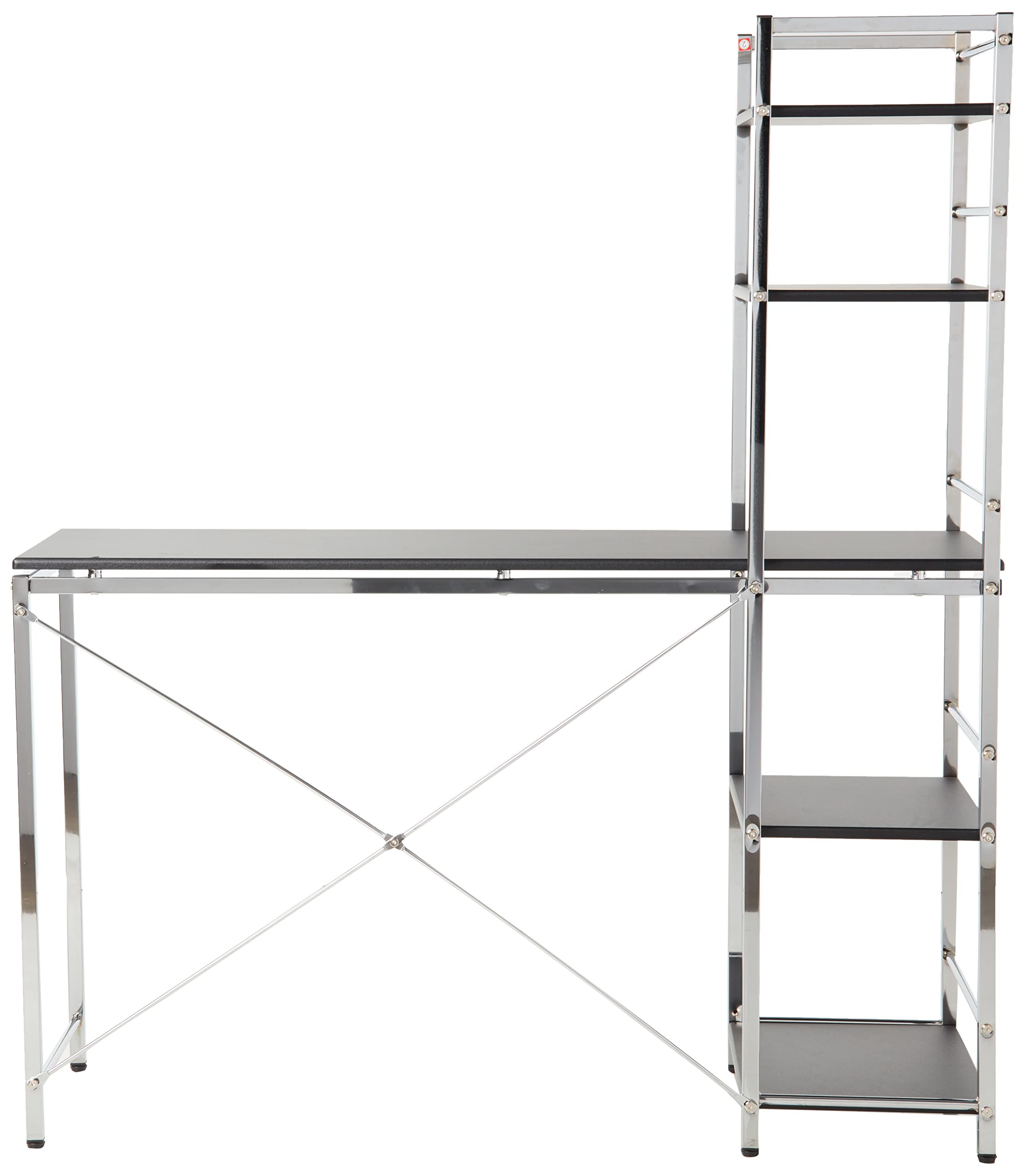 Acme Elvis Wooden Computer Desk With Shelves In Black And Chrome