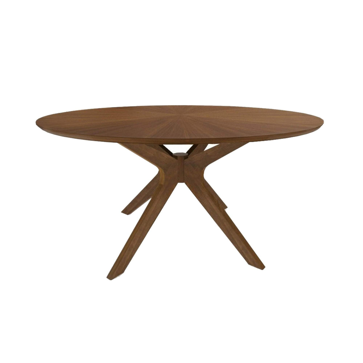 Benjara Contemporary 75 Inch Round Wooden Dining Table With Spider Legs, Brown