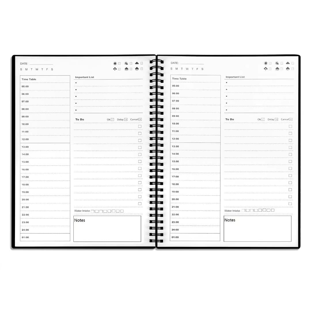 Daily Planner Undated, To Do List Notebook With Hourly Schedule, Time Management Manual And Planner, Personal Organizers, 7.6'X