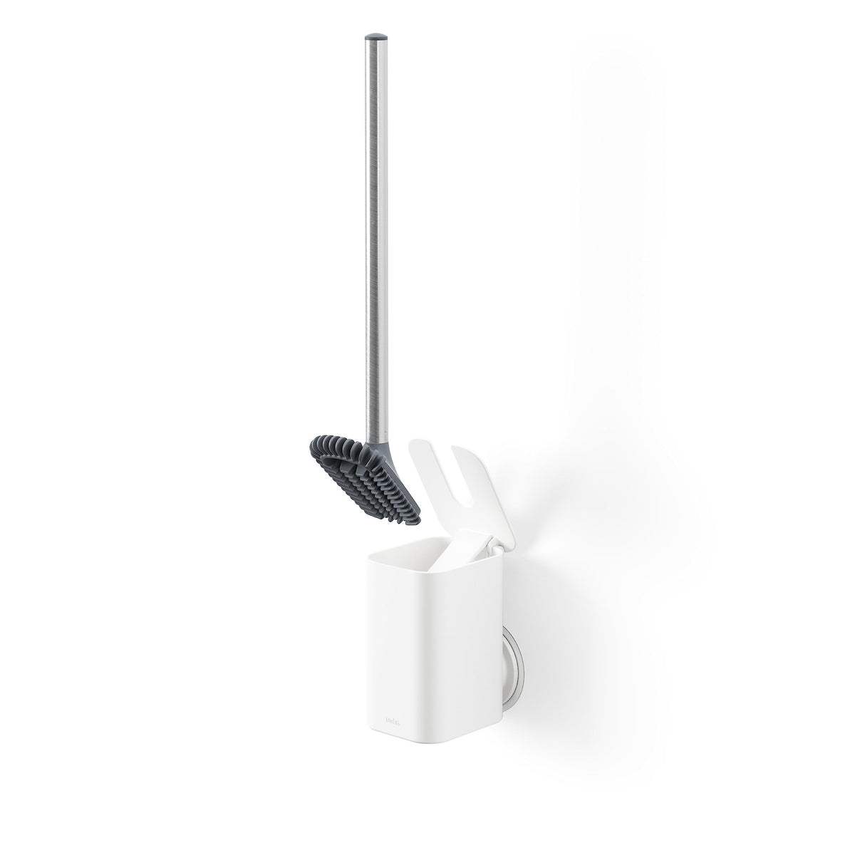 Umbra Flex Adhesive Toilet Brush with Holder for Bathroom, White