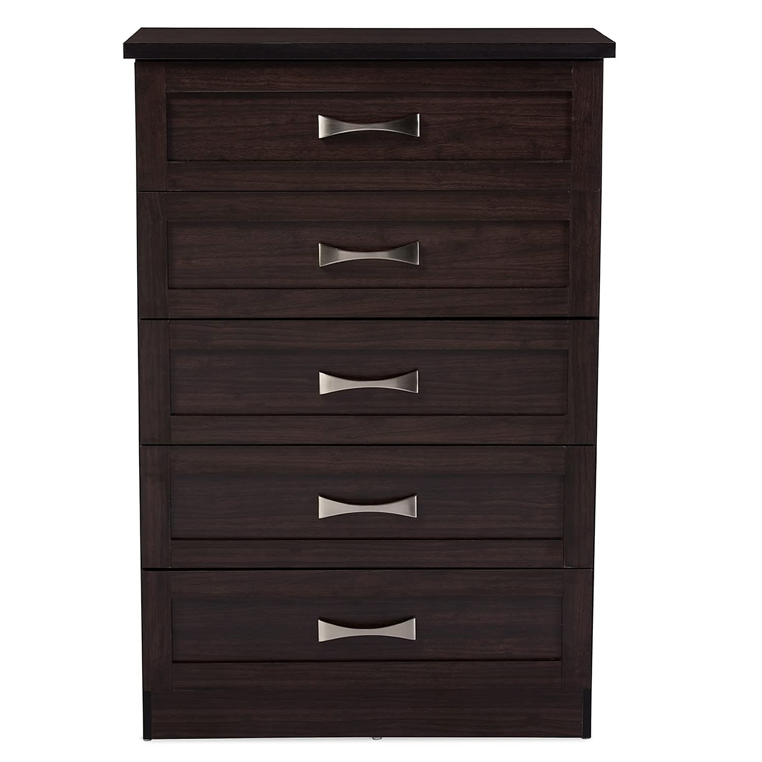 Baxton Studio Colburn Chest, 5-Drawer, Dark Brown