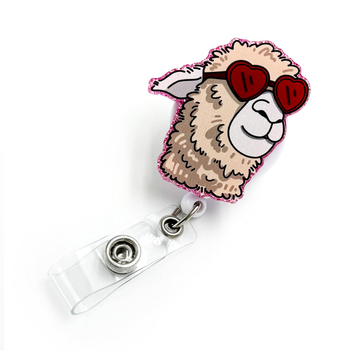 Badge Reel Retractable With Alligator Clip Acrylic Alpaca Badge Accessory Id Clip Valentine'S Day Gift, For Nurses Teachers Stud