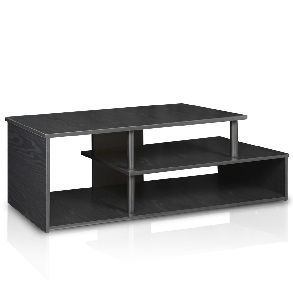 Furinno Econ Low Rise TV Stand, Black/Black