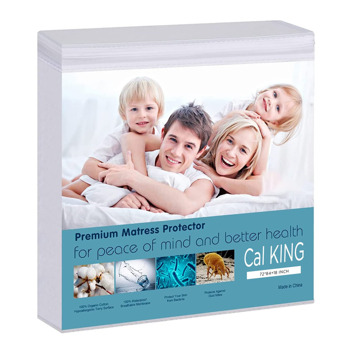 Waterproof Mattress Pad Protector 100% Organic Cotton Hypoallergenic Breathable Mattress Pad Cover, Deep Pocket, Vinyl Free (Cal