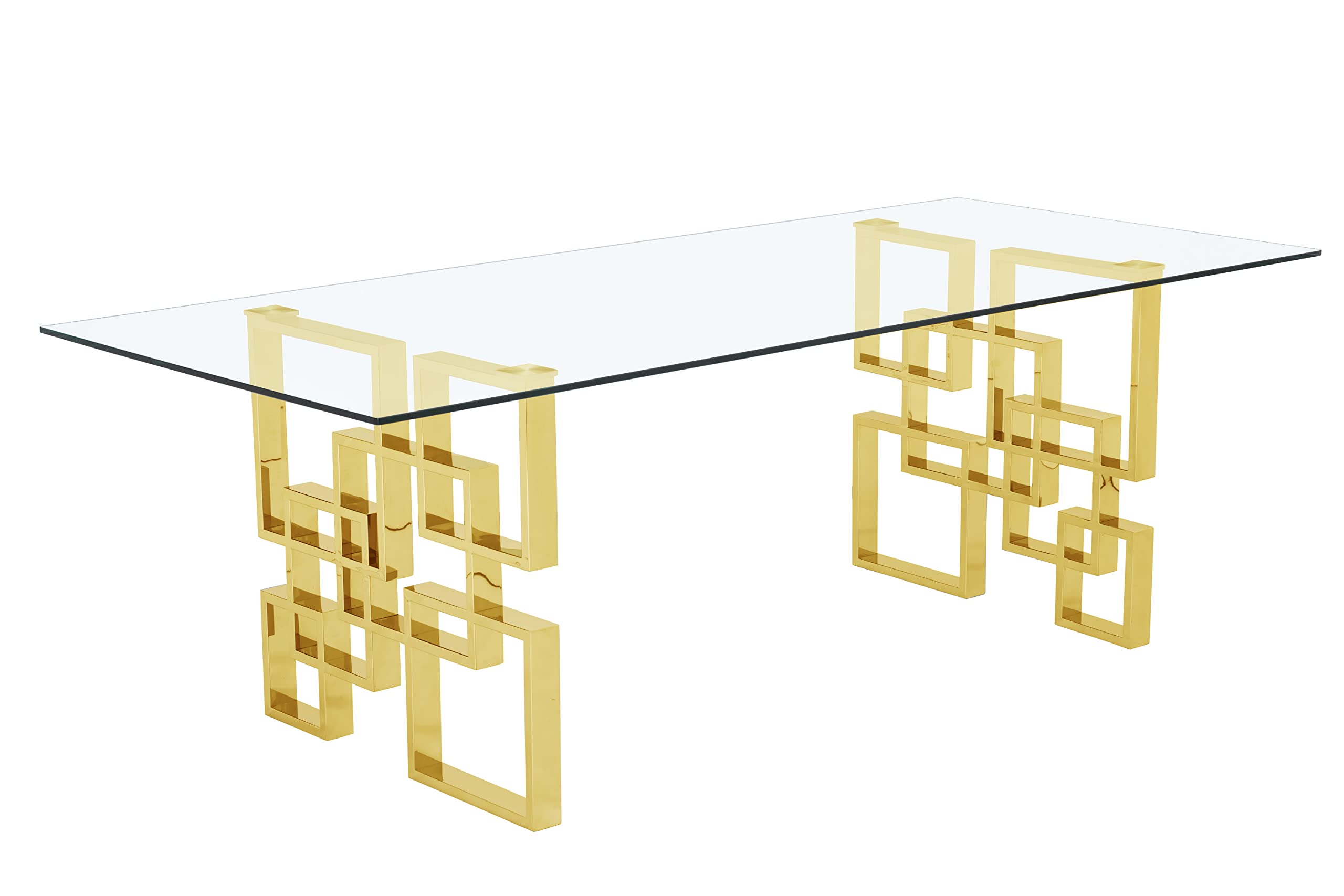 Best Quality Furniture D224-DT Table, Clear/Gold