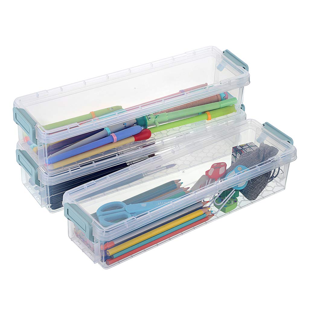 Btsky Long Plastic Stackable Box Home, Office Supplies Storage Organizer Box Pencil Box Plastic Organizer Holder For Gel Pens Er