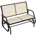 Outsunny 2-Person Outdoor Glider Bench Patio Double Swing Rocking Chair Loveseat W/Power Coated Steel Frame For Backyard Garden Porch, Beige