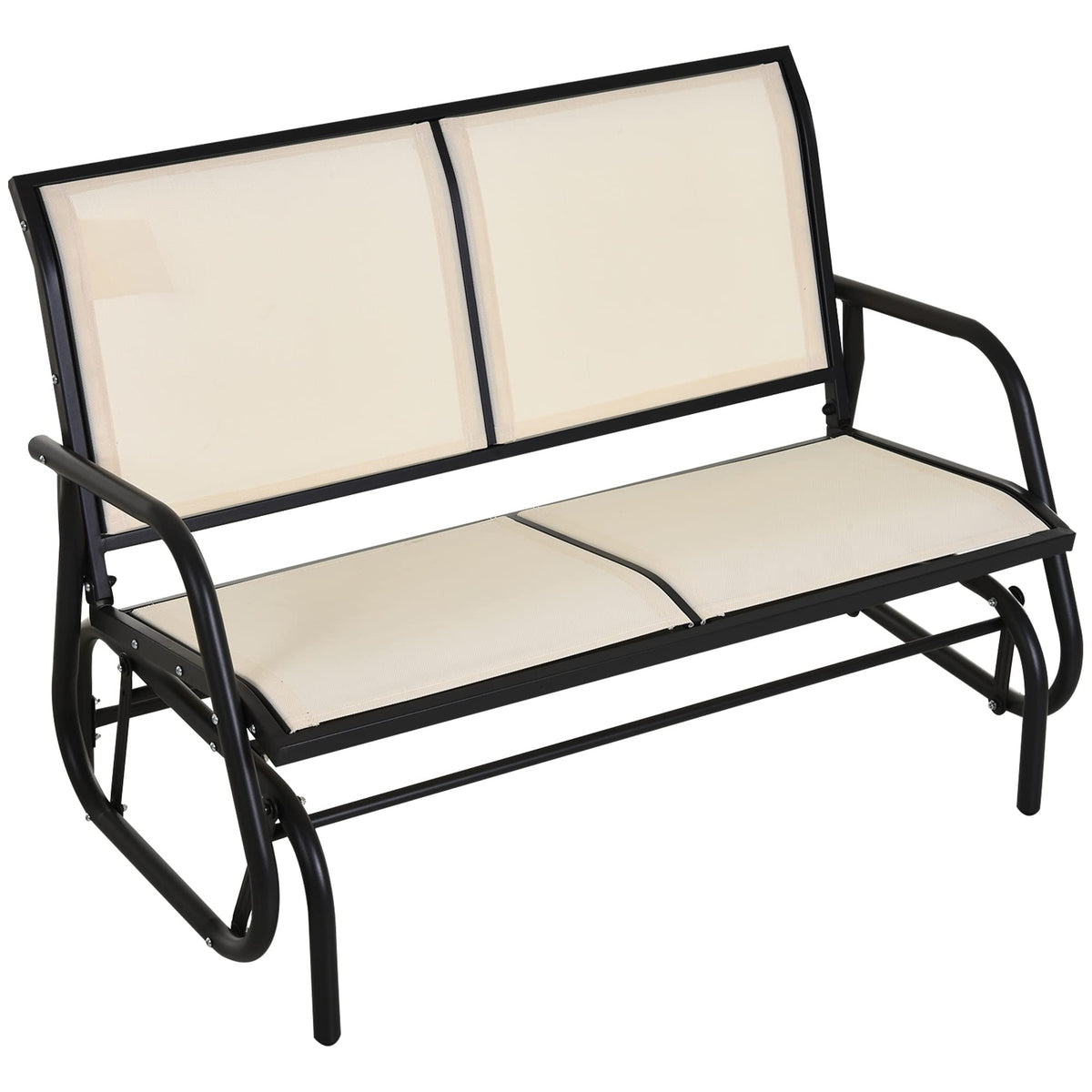 Outsunny 2-Person Outdoor Glider Bench Patio Double Swing Rocking Chair Loveseat W/Power Coated Steel Frame For Backyard Garden Porch, Beige