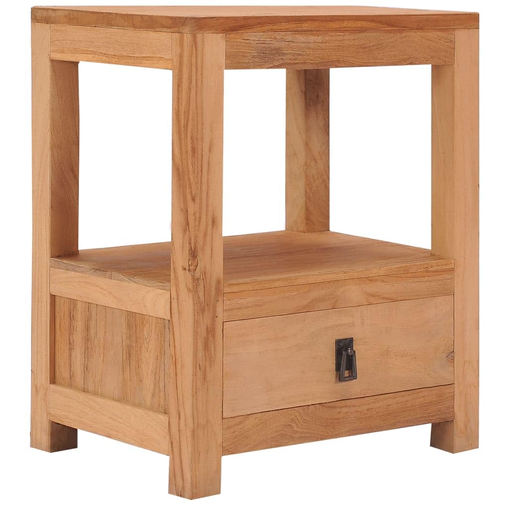 vidaXL Solid Wood Teak Bedside Cabinet - Colonial-Style Design, Features Handy Drawer and Shelf for Ample Storage, Fits into Bedroom or Living Room