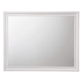 Benjara Wooden Rectangular Wall Mirror With Beveled Edges, White