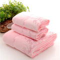 USTIDE 3 Pieces Pink Lace Bath Towels Set, Velvet Bath Towel Hand Towels Set (1 Bath Towel+2 Hand Towels)