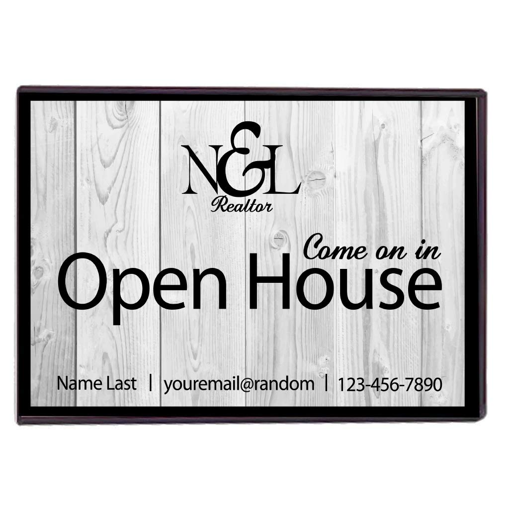 Victorystore Realtor Gifts - Realtor Door Mat - Realtors Doormat 24 Inches X 36 Inches (Open House White Wood Design)