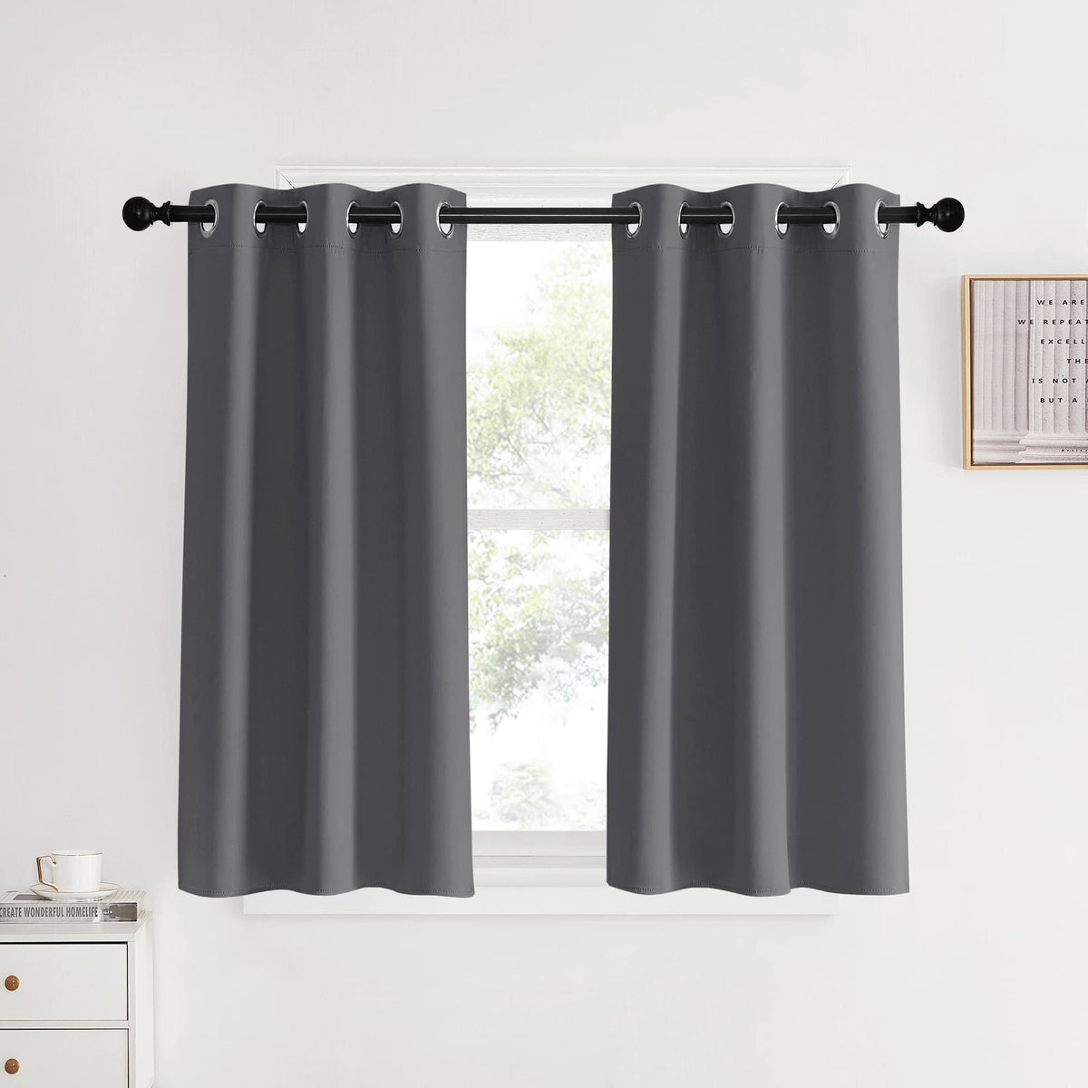 Nicetown Blackout Curtains & Drapes For Bedroom, Grey, W34 X L40, Set Of 2, Triple Weave Grommet Top Thermal Insulated Light Blo