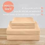 Elegant Comfort Luxurious 4-Piece Silky Satin Sheet Set, Skin And Hair Friendly, Wrinkle, Fade, Stain Resistant With Deep Pockets Fitted Sheet, Cooling Soft Satin Sheet Set, Cali King, Champaign