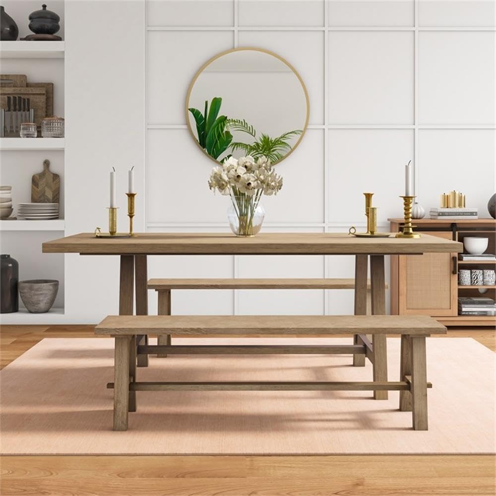 New Pacific Direct Bedford 59" Dining Bench, Brushed Smoke