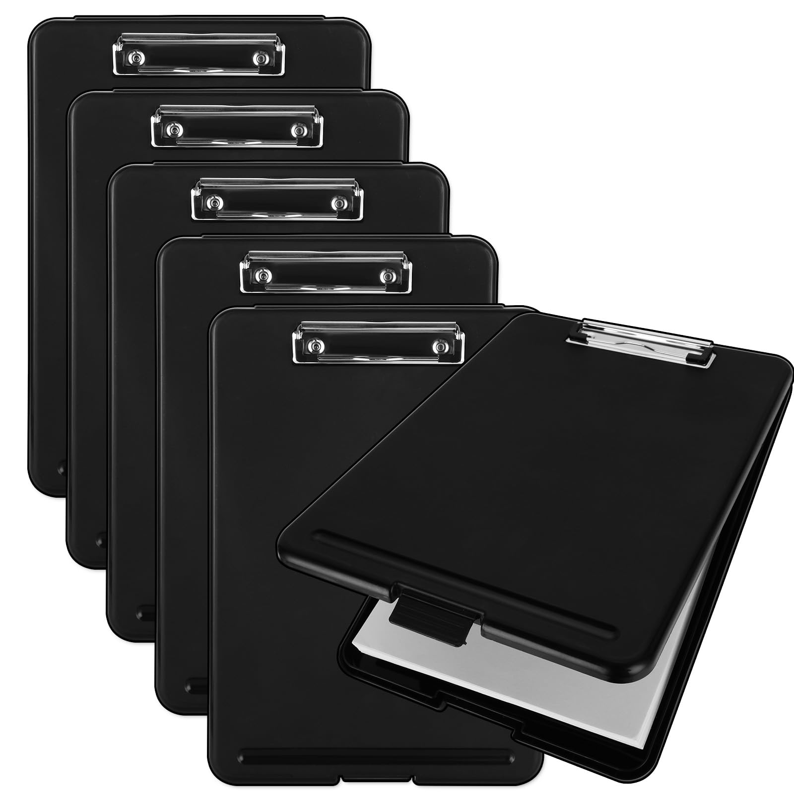 Fviexe 6Pcs Clipboard With Storage, Plastic Clip Boards 8.5X11 With Storage Nursing Clipboard Case With Pen Holder Low Profile C