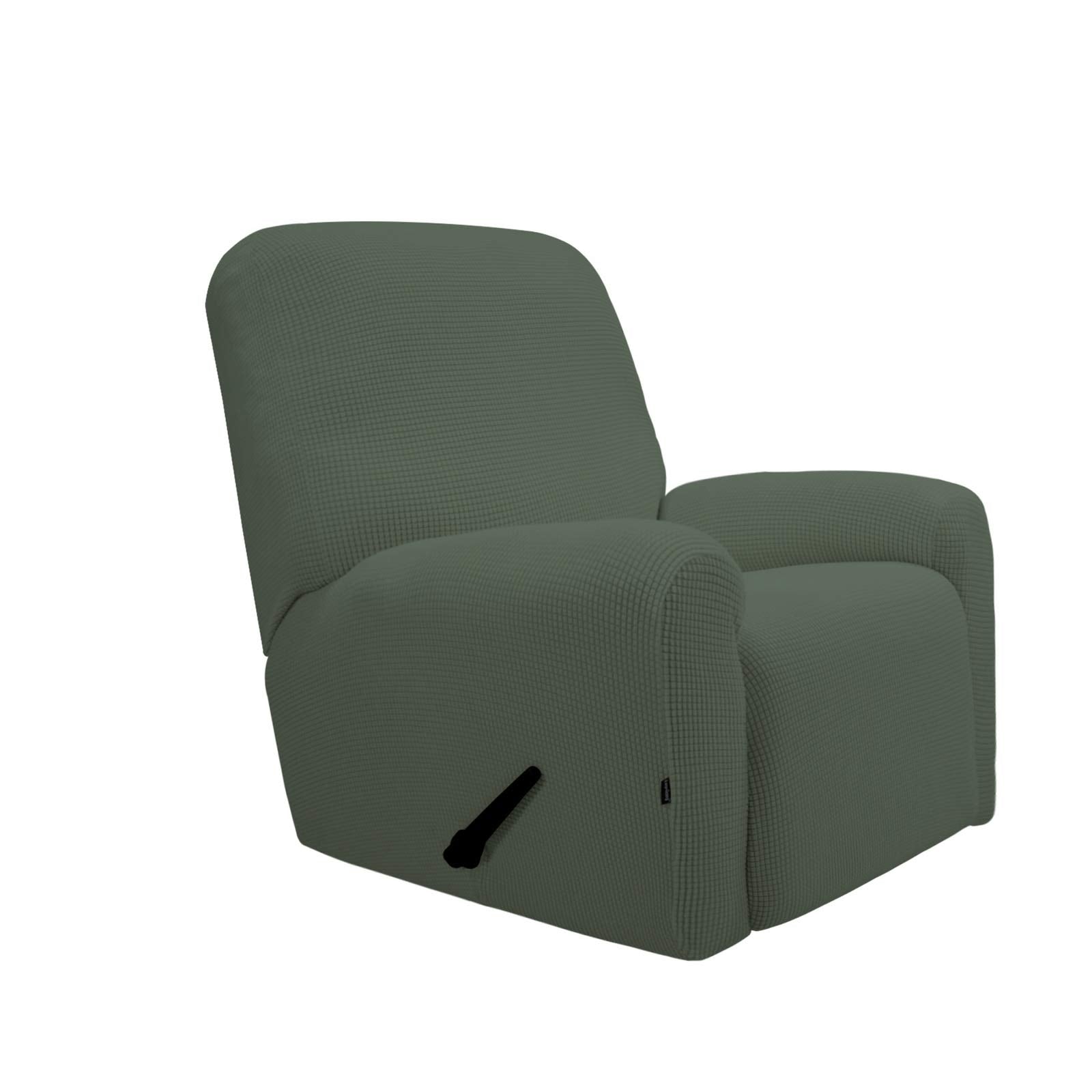 Purefit Stretch Recliner Sofa Slipcover With Pocket – Spandex Jacquard Non Slip Soft Couch Sofa Cover, Washable Furniture Protector With Elastic Bottom For Kids (Recliner, Greyish Green)