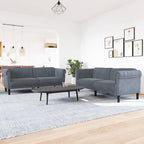 vidaXL Dark Gray Modern Sofa Set - 2 and 3-Seater Velvet Couches with Sturdy Legs & Comfortable Padded Living Room Furniture