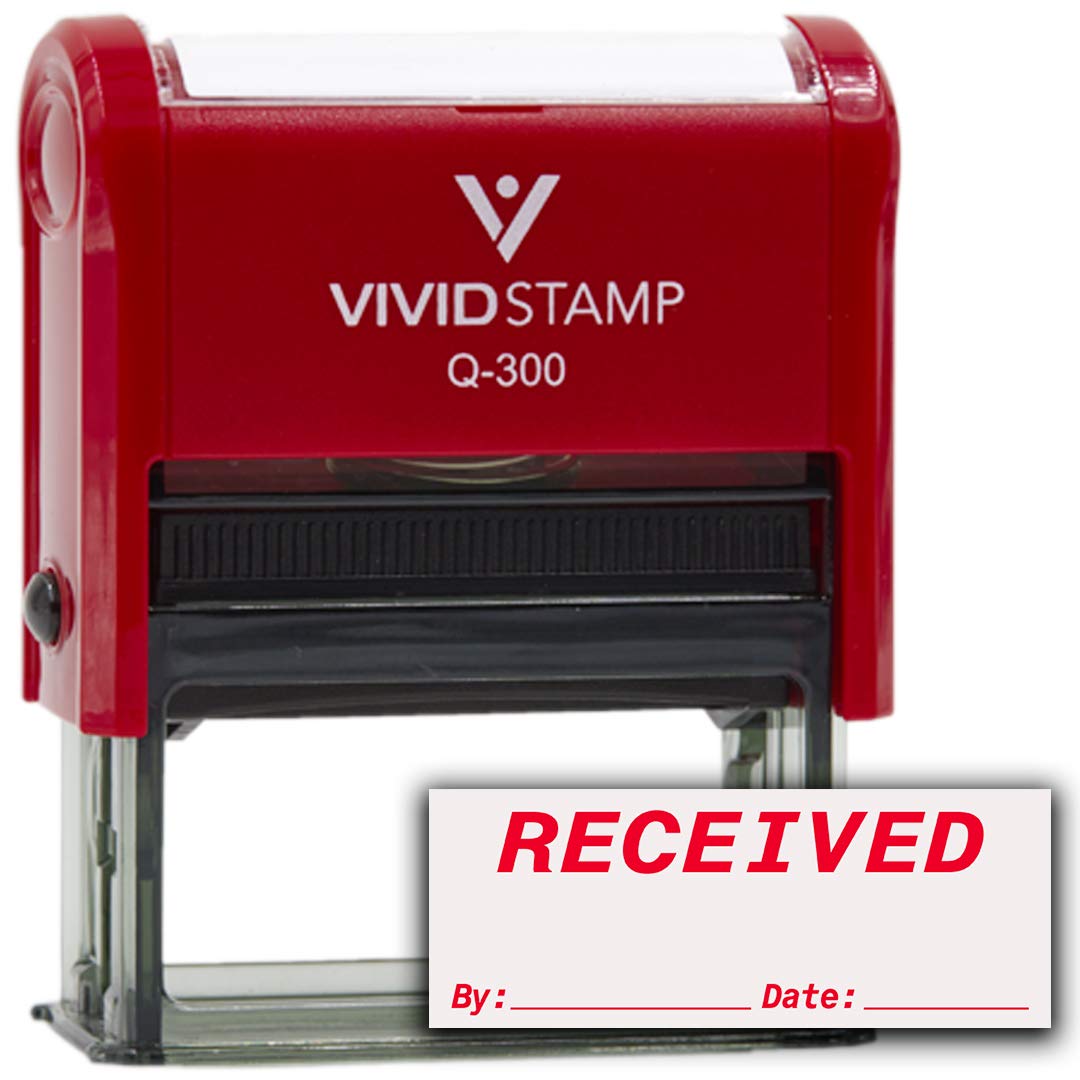 Received By Date Self Inking Rubber Stamp (Red Ink) Large