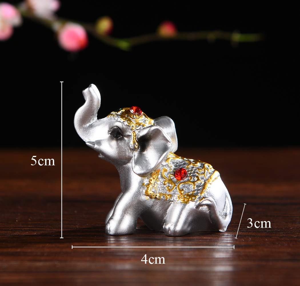 Brabud Silver Resin Small Elephants Statues Home Decoration Collection Gift Set Of 6 Bs122 (Silver)