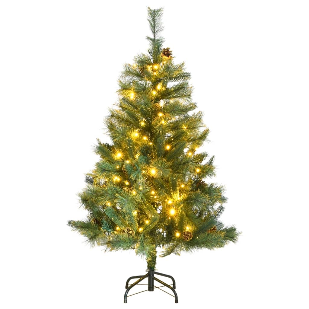 vidaXL Artificial Hinged Christmas Tree – 150 LED Warm White Lights, Lifelike PE Tips, 8 Lighting Modes, Metal Stand, Green – Xmas Home Decor for Indoor Use, 3210180